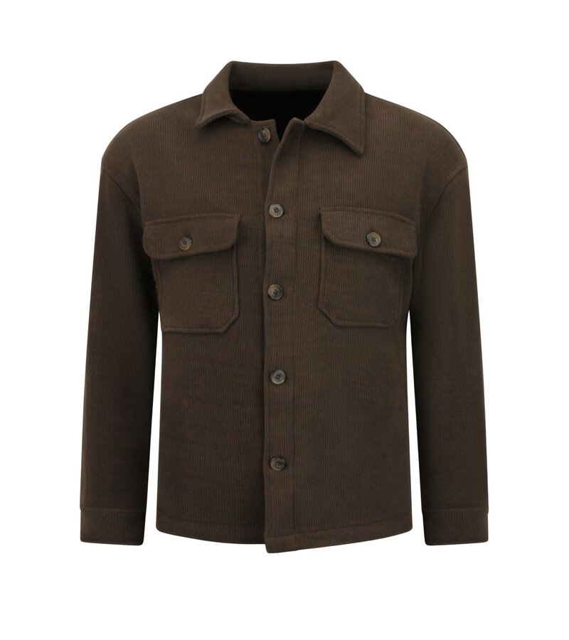 Enos Camisa de franela con bolsillos para hombre - 520 - Marrón oscuro