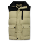 Enos Chaleco de hombre - Chaleco de hombre con capucha - 901- Beige