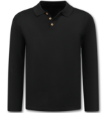 Enos Suéter de hombre - Polo de manga larga para hombre - 536 - Negro