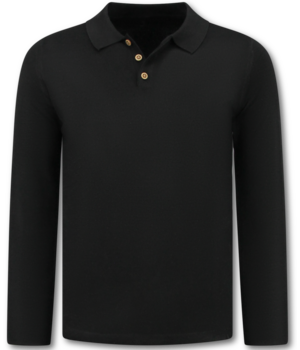 Enos Suéter de hombre - Polo de manga larga para hombre - 536 - Negro