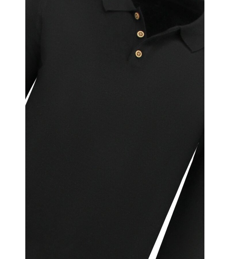 Enos Suéter de hombre - Polo de manga larga para hombre - 536 - Negro