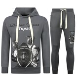 TopStar Sudadera con capucha 2Pac para hombre - Chándales Tupac - Traje deportivo para hombre adulto - 672 - Gris