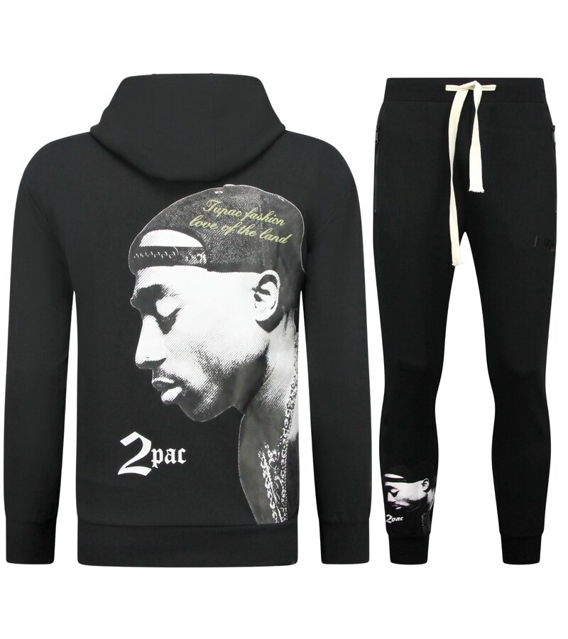 TopStar Sudadera con capucha de Tupac - Sudadera con capucha de chándal 2Pac para hombre - Sudadera con capucha para hombre adulto - 663 - Negro