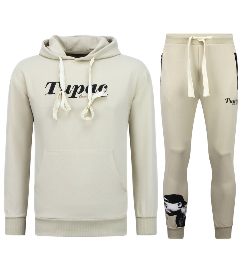 TopStar Chándal Tupac - Sudadera con capucha 2Pac para hombre - Chándal para hombre adulto - 663 - Marrón