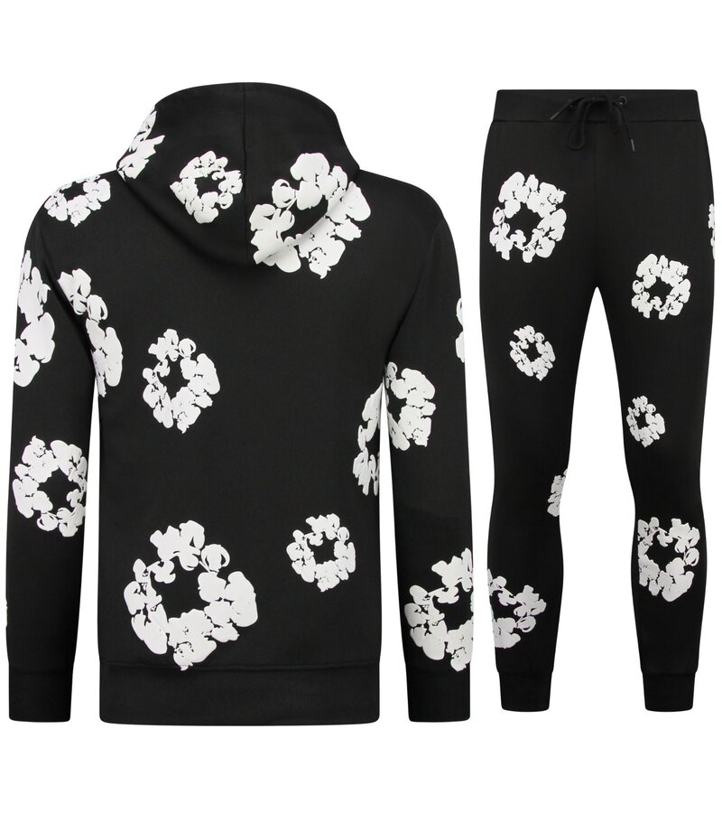 TopStar Chándal de hombre de tejido grueso con estampado floral integral - Conjunto floral para hombre - Twinset - 5991 - Negro