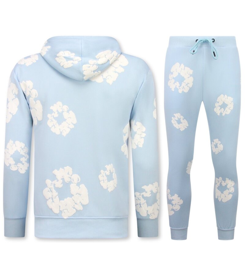 TopStar Chándal de hombre de tejido grueso con estampado floral integral - Conjunto floral para hombre - Twinset - 5991 - Azul