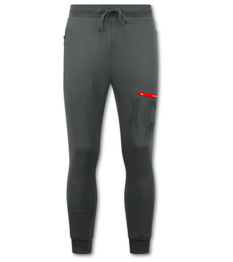 True Rise Pantalones deportivos de tejido grueso para hombre ICON - Pantalones largos de entrenamiento para hombre - 5777 - Gris