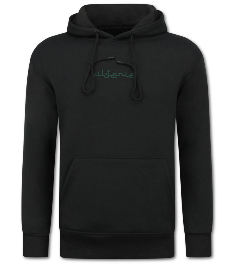 True Rise  Sudadera con capucha extragrande para hombre - Estampado de Argelia - Tejido grueso - 5816 - Negro