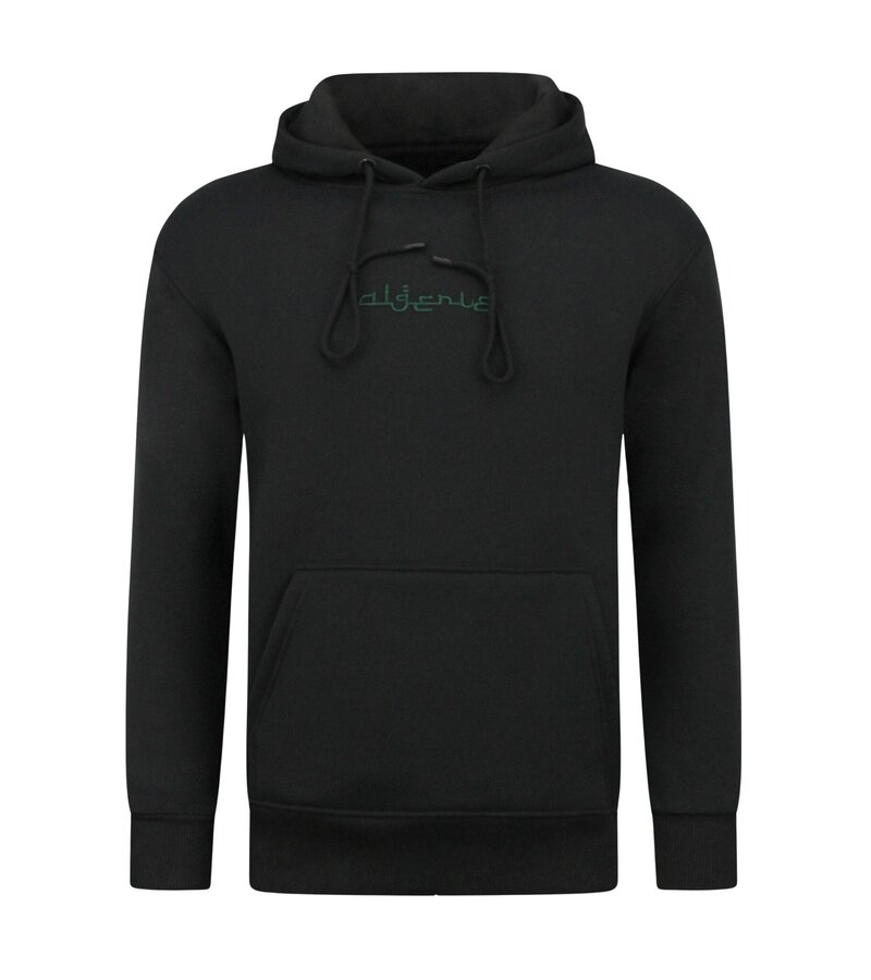 True Rise  Sudadera con capucha extragrande para hombre - Estampado de Argelia - Tejido grueso - 5816 - Negro