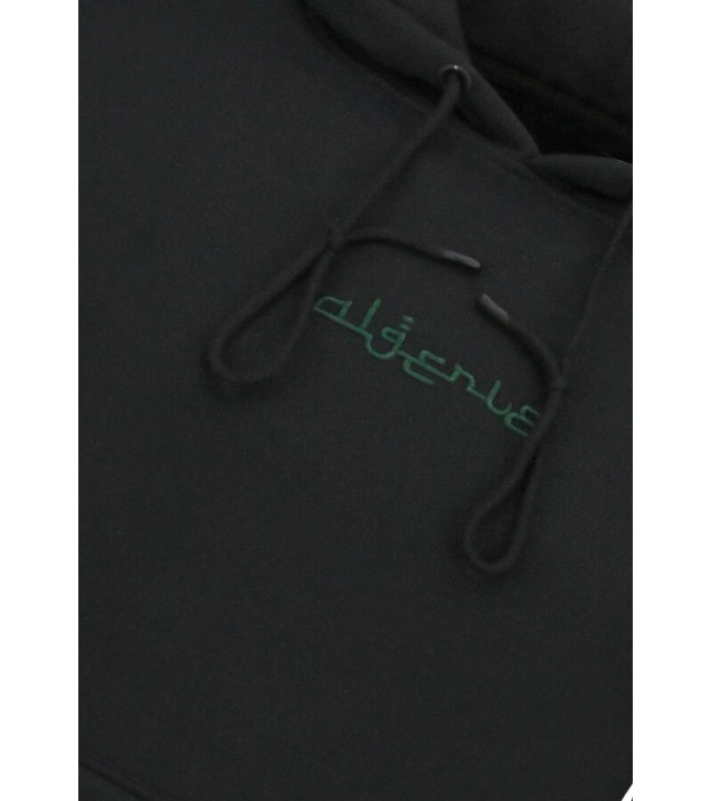 True Rise  Sudadera con capucha extragrande para hombre - Estampado de Argelia - Tejido grueso - 5816 - Negro