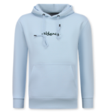 True Rise Sudadera con capucha extragrande para hombre - Estampado de Argelia - Tejido grueso - 5816 - Azul claro