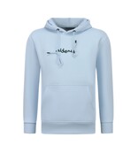 True Rise Sudadera con capucha extragrande para hombre - Estampado de Argelia - Tejido grueso - 5816 - Azul claro