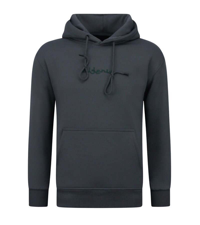 True Rise Sudadera con capucha extragrande para hombre - Estampado de Argelia - Tejido grueso - 5816 - Gris