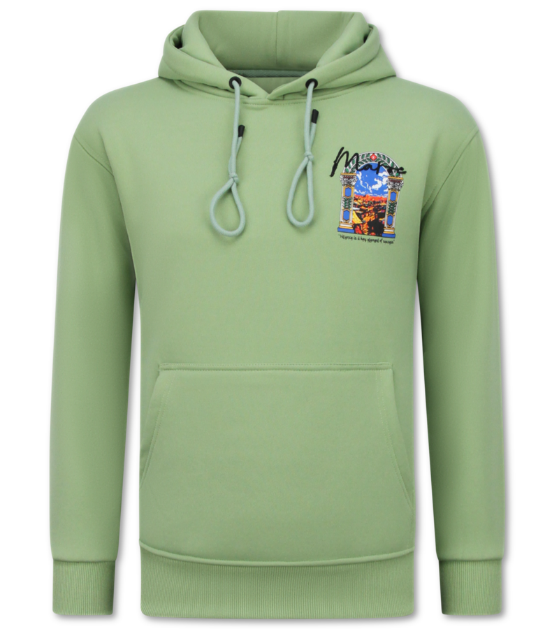 True Rise Sudadera con capucha extragrande para hombre - Estampado marroquí - Tejido grueso - 5818 - Verde