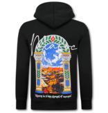 True Rise Sudadera con capucha extragrande para hombre - Estampado marroquí - Tejido grueso - 5818 - Negro