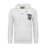 True Rise Sudadera con capucha extragrande para hombre - Estampado marroquí - Tejido grueso - 5818 - Blanco