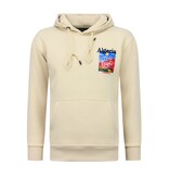 True Rise Sudadera con capucha extragrande para hombre - Estampado de Argelia - Tejido grueso - 5813 - Marrón