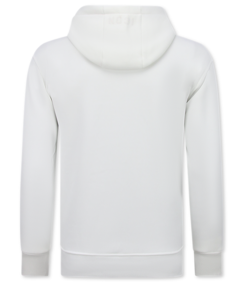 True Rise Sudadera con capucha extragrande para hombre - ICONS Basic - Tejido grueso - 5808 - Blanco