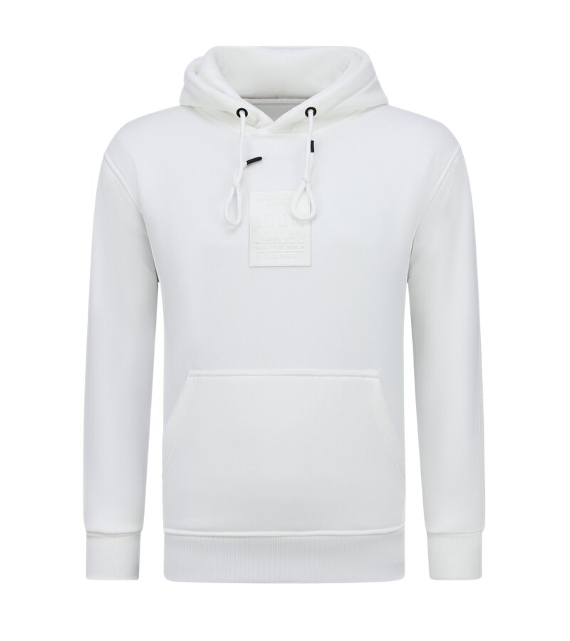 True Rise Sudadera con capucha extragrande para hombre - ICONS Basic - Tejido grueso - 5808 - Blanco