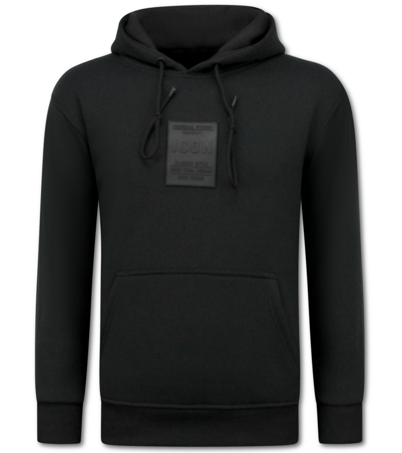 True Rise Sudadera con capucha extragrande para hombre - ICONS Basic - Tejido grueso - 5808 - Negro
