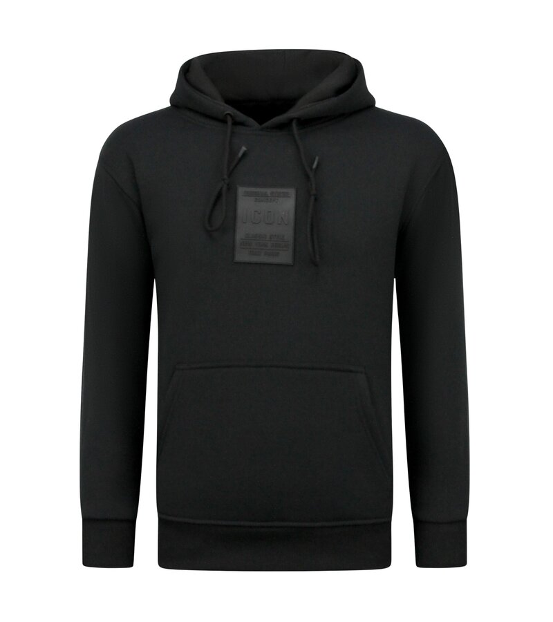 True Rise Sudadera con capucha extragrande para hombre - ICONS Basic - Tejido grueso - 5808 - Negro