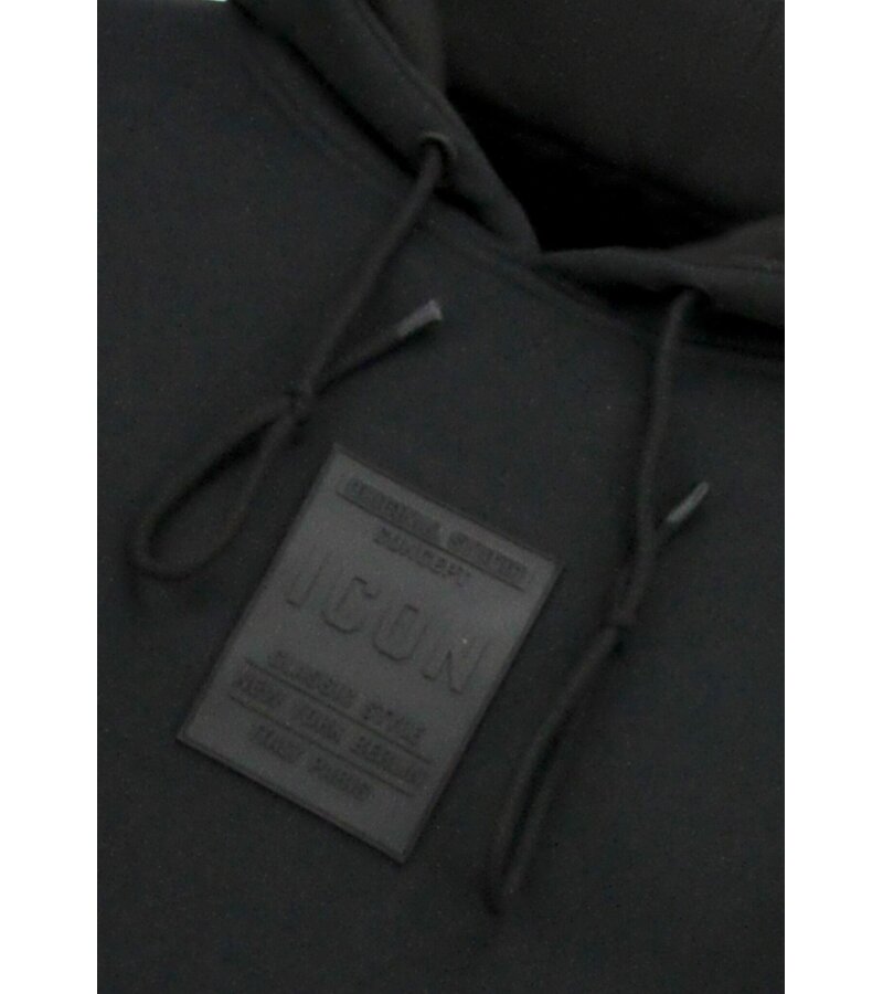 True Rise Sudadera con capucha extragrande para hombre - ICONS Basic - Tejido grueso - 5808 - Negro