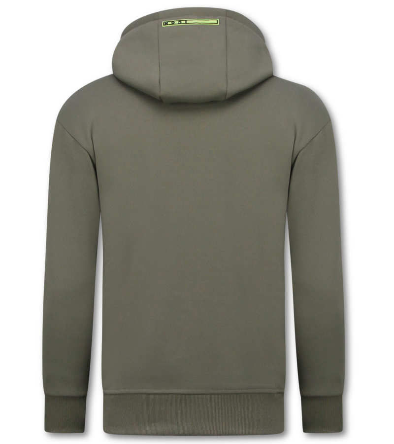 True Rise Sudadera con capucha extragrande para hombre - ICON Splatter - Tejido grueso - 5800 - Gris oscuro