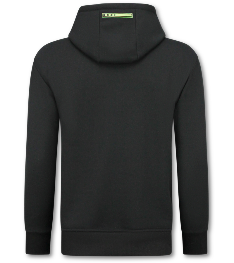 True Rise Sudadera con capucha extragrande para hombre - ICON Splatter - Tejido grueso - 5800 - Negro