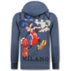 Sudadera con capucha extragrande para hombre - Estampado ICON Puzzle Milano - Tejido grueso - 5811 - Azul