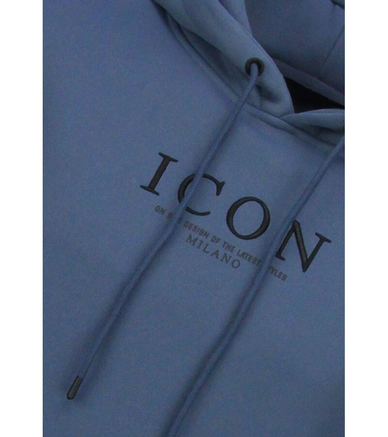 True Rise Sudadera con capucha extragrande para hombre - Estampado ICON Puzzle Milano - Tejido grueso - 5811 - Azul