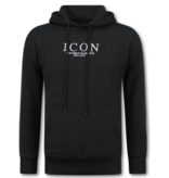 True Rise Sudadera con capucha extragrande para hombre - Estampado ICON Puzzle Milano - Tejido grueso - 5811 - Negro