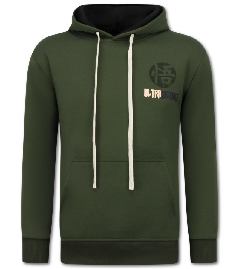 True Rise Sudadera con capucha extragrande para hombre - Estampado GOKO Ultra - Tejido grueso - 5562 - Verde
