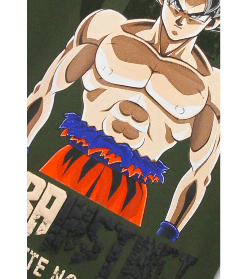 True Rise Sudadera con capucha extragrande para hombre - Estampado GOKO Ultra - Tejido grueso - 5562 - Verde