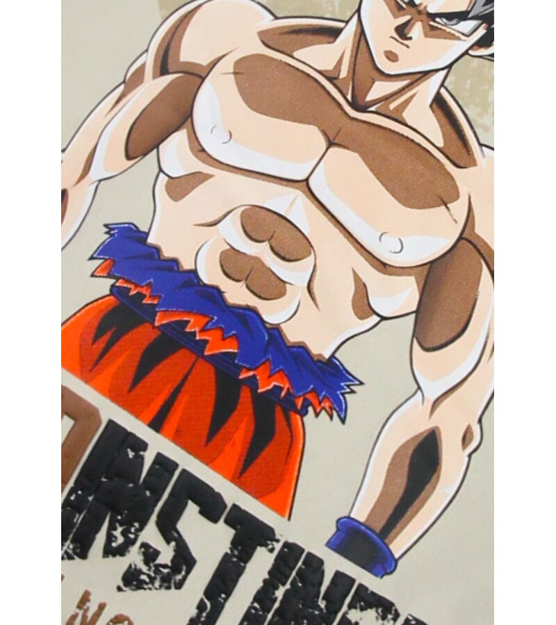 True Rise Sudadera con capucha extragrande para hombre - Estampado GOKO Ultra - Tejido grueso - 5562 - Beige