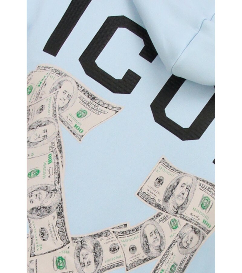 True Rise Sudadera con capucha extragrande para hombre - Estampado ICON Dollar - Tejido grueso - 5567 - Azul