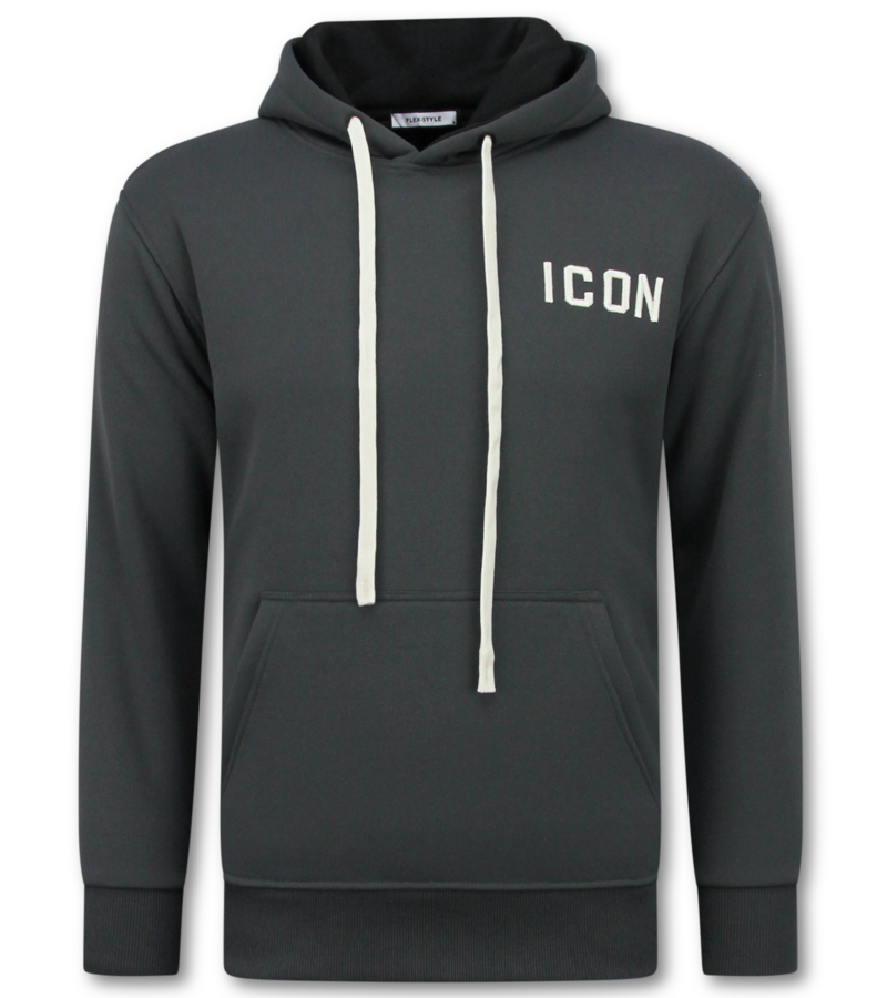 True Rise Sudadera con capucha extragrande para hombre - Estampado ICON Dollar - Tejido grueso - 5567 - Gris