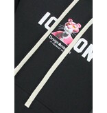 True Rise Sudadera con capucha extragrande para hombre - Estampado de leopardo ICON - Tejido grueso - 5795 - Negro