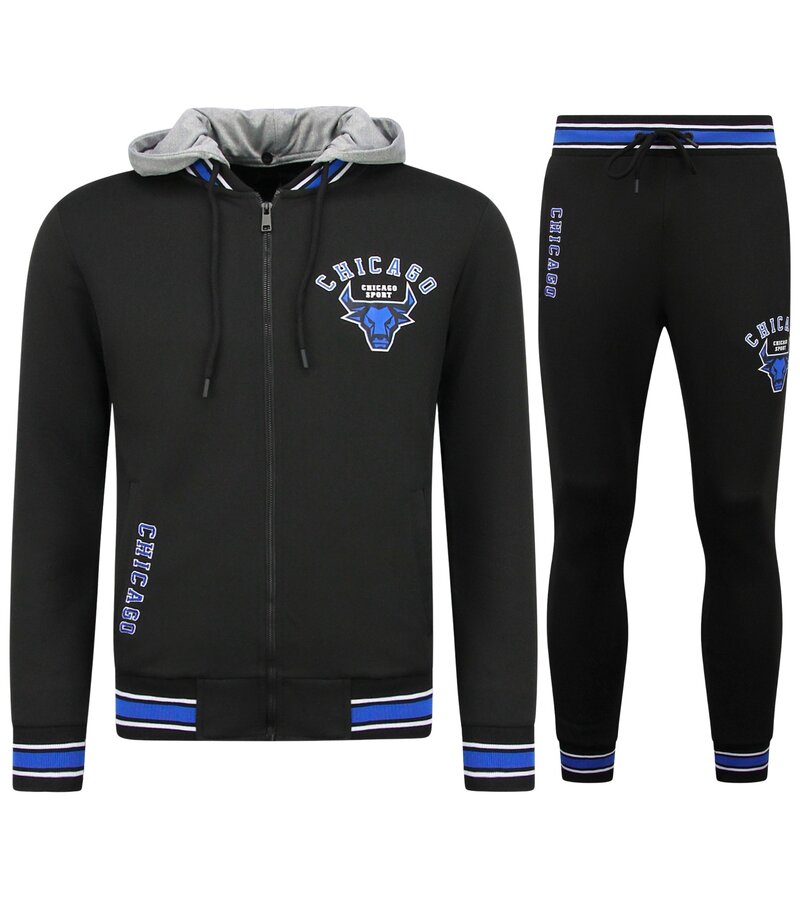 TopStar Conjunto de entrenamiento de los Chicago Bulls para hombre - Conjunto de jogging para hombre - Conjunto de local para adulto - 5591 - Negro/Azul