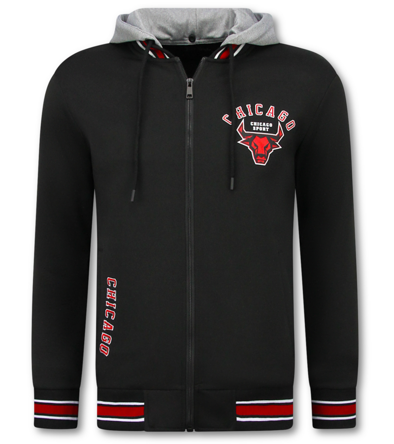 TopStar Conjunto de entrenamiento de los Chicago Bulls para hombre - Conjunto de jogging para hombre - Conjunto de local para adulto - 5591 - Negro/Rojo
