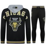 TopStar Conjunto de entrenamiento para hombre de los Chicago Bulls - Conjunto de jogging para hombre - Conjunto de local para adulto - 5591 - Negro/Amarillo