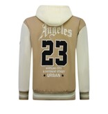 Enos Chaqueta de béisbol con capucha extragrande - Chaqueta bomber para hombre - 523 - Marrón