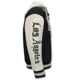 Enos Chaqueta de béisbol extragrande con capucha - Chaqueta bomber para hombre - 523 - Negra