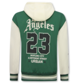 Enos Chaqueta de béisbol con capucha extragrande - Chaqueta bomber para hombre - 523 - Verde