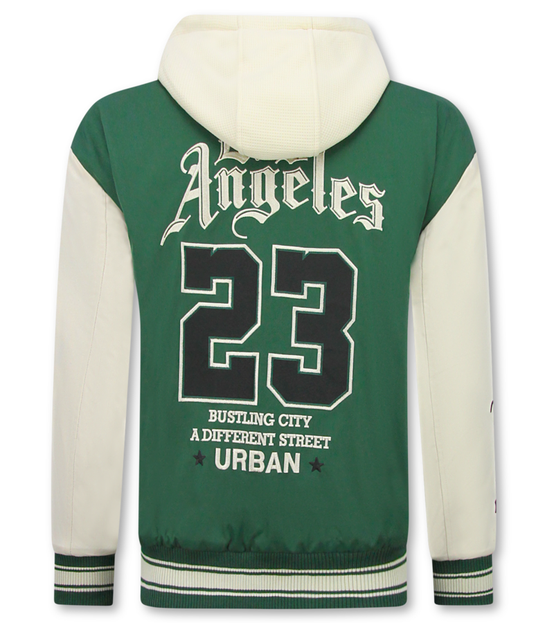 Enos Chaqueta de béisbol con capucha extragrande - Chaqueta bomber para hombre - 523 - Verde