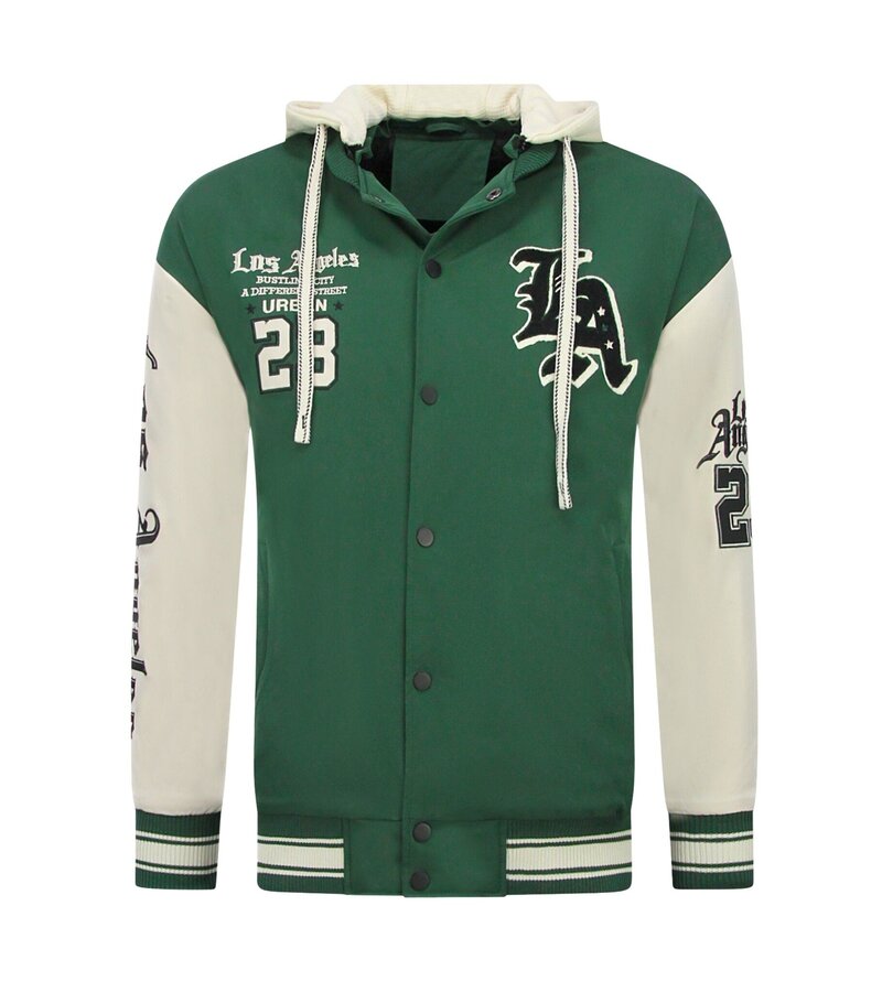 Enos Chaqueta de béisbol con capucha extragrande - Chaqueta bomber para hombre - 523 - Verde