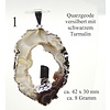 Achat Geode versilbert mit schwarzem Turmalin