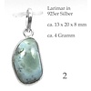 Edelsteinanhänger Larimar in 925er Silber