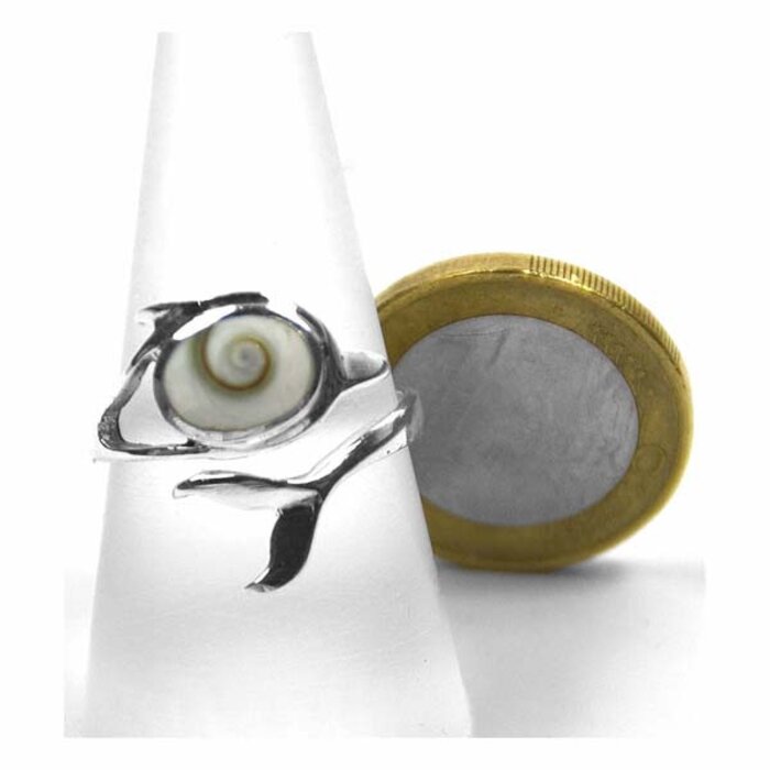 Delfin Silberring Ring - offen, besonderer Operculum, Auge, Shivas Steinfreuden