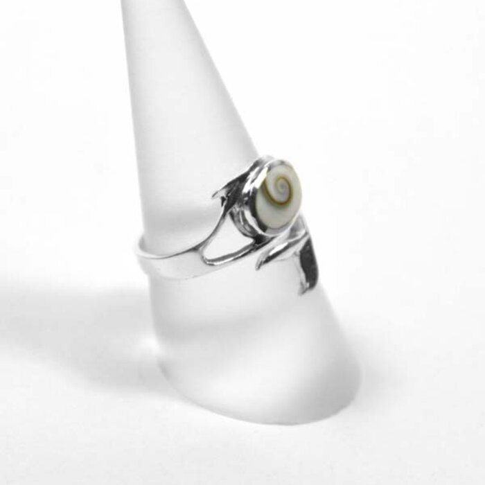 Delfin Silberring offen, Shivas Auge, Operculum, besonderer Ring -  Steinfreuden