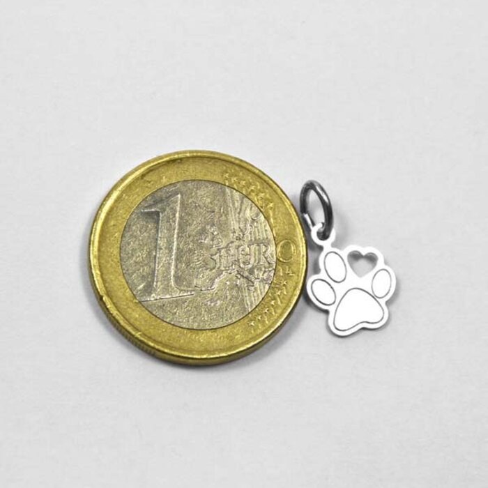 Silber Pfötchen Pfotenabdruck Pfote Katze - rhodiniert Steinfreuden Anhänger Hund